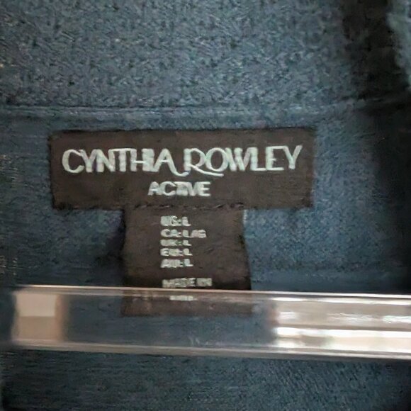 Cynthia Rowley Active Teal Blue Drawstring Cowl T-neck Sweater Size LARGE EUC - Picture 7 of 9